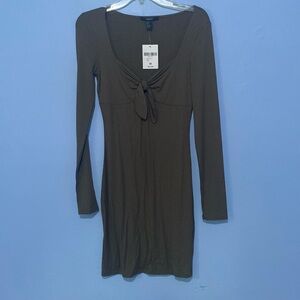 🔮 5 for $20 🔮 NWT olive green tie long sleeve mini dress